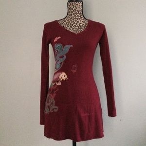 Gramm Knit Sweater Koi Fish Design Jr Medium